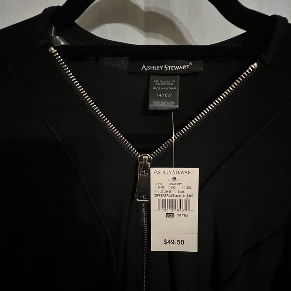 Ashley Stewart size 14/16 W zipper trim midi black dress - Picture 5 of 5
